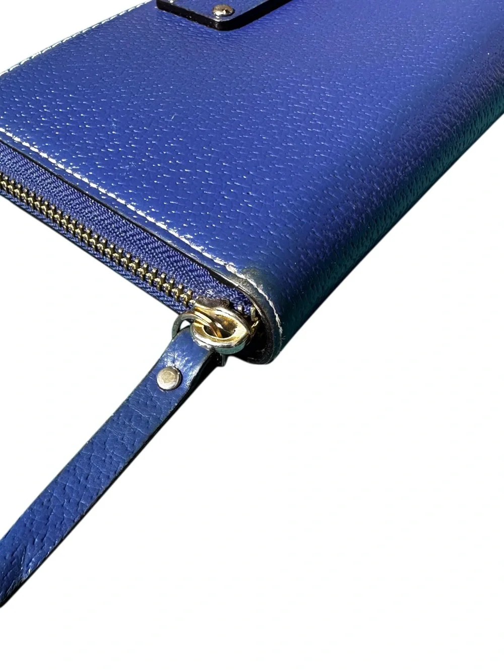 KATE SPADE Pebbled Leather Zip Around Wallet Blue Still Good For Some More Fun